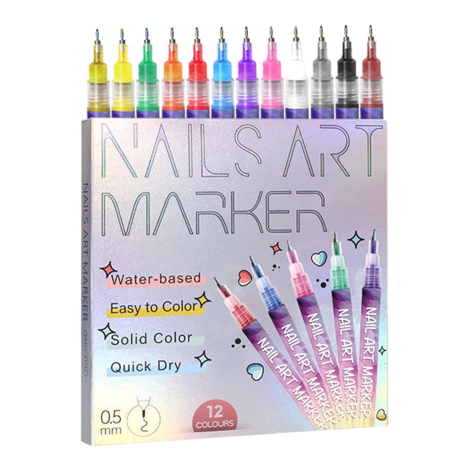 12 Colors Nail Art Pens Acrylic Paint Marker Set,DIY Manicure Tools,Fingernail Polish Pens for Art Drawing, Painting Dotting,Nail Markers for Nail Art