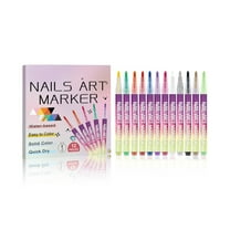 12 Colors Nail Art Pens Set, 0.7 MM Nail Polish Pens Set, 3D Nail Polish Pens Quick-Drying Acrylic Paint Markers, Dotting Liner Brush for DIY Nail Design, Home & Salon Manicure Tools