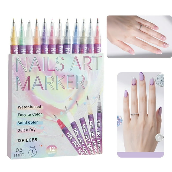 12 Colors Nail Art Pens Set, 2025 New Nail Art Markers for Gel Nails, Nail Point Graffiti Dotting Pen Drawing Painting Liner Brush for Dotting Drawing Painting Point Liner DIY