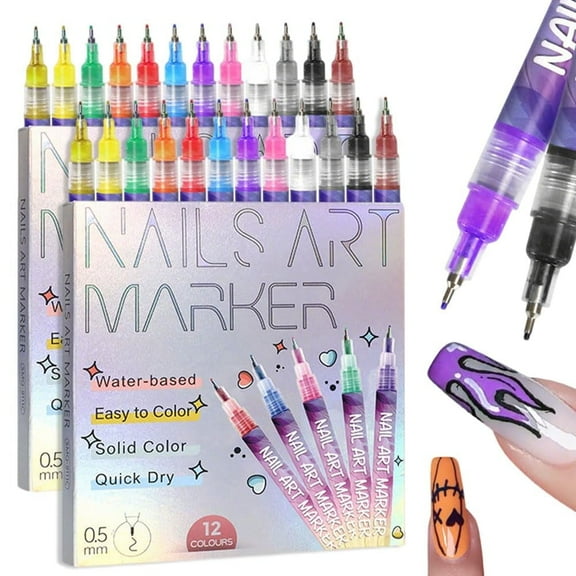 12 Colors Nail Art Pens Set, 2025 New Nail Art Markers Polish Pen for 3D Nail Art, Nail Art Tools for Graffiti Dotting Drawing Painting Point Liner DIY, Nail Art Pens for Painting Nails