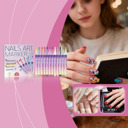 12 Colors Nail Art Pens Set - Nail Art Markers, for Gel Nails Diy Nail Art Tools, Nail Art Markers for Gel Nails for Dotting Drawing Painting Point Liner for Intricate Designs