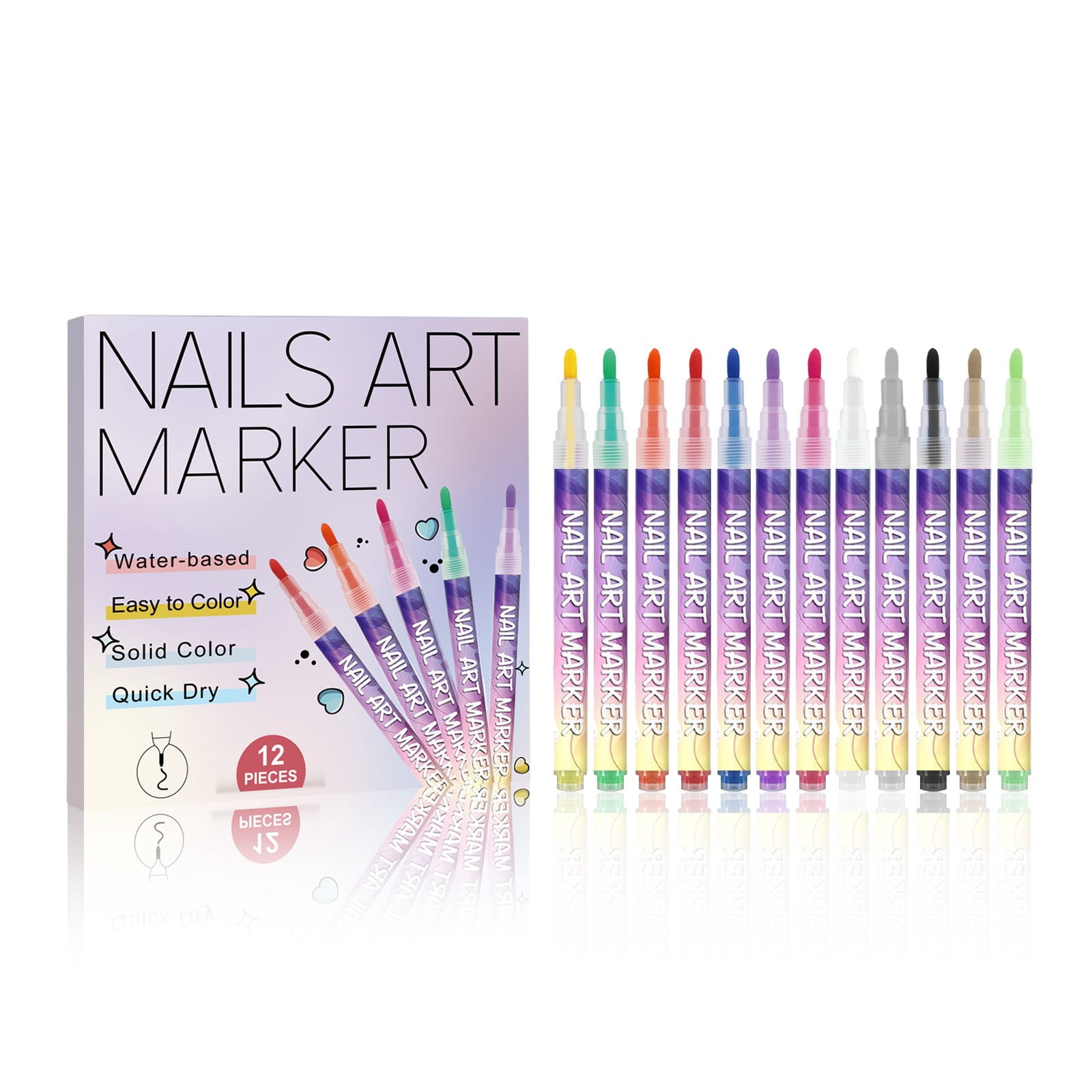 12 Colors Nail Art Pens Set, Nail Art Markers for Gel Nails, Nail Art Pens for Painting Nails, DIY Manicure Tools, Nail Art Pens for Kids, Birthday Holiday Gifts for Women (C)