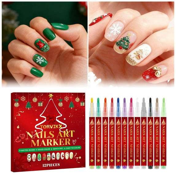 12 Colors Nail Art Pens Set, Nail Art Markers for Gel Nails, Nail Art Pens for Painting Nails, DIY Manicure Tools, Nail Art Pens for Kids, Birthday Holiday Gifts for Women (H)