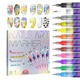 thumbnail image 1 of 12 Colors Nail Art Pens Set, Nail Art Markers for Gel Markers DIY 3D Polish Pens Acrylic Paint Professional Brush Set Polish Drawing(1set), 1 of 8