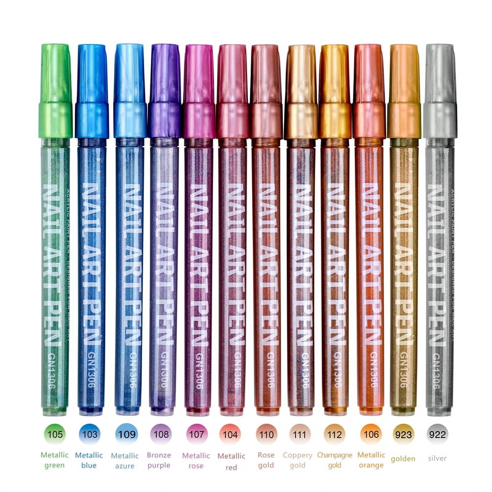 12 Colors Nail Art Pens Set - Nail Polish Pens Graffiti Nail Dotting Tools Acrylic Paint Pens Drawing Painting Point Liner Pen for Nails Art Design Manicure Nail Pens for Home & Salon DIY