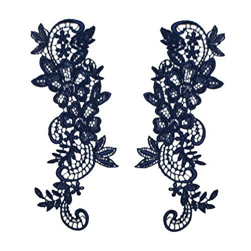 10 Colors Floral Embroidered Scalloped Venise Guipure Applique Lace Trim  (Burgundy)