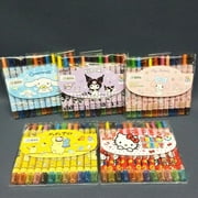 12 Colors Sanrios Crayons Kawaii Hello Kittys Kuromi Melody Cinnamoroll Rotating Telescopic Coloured Pen Kids Drawing Graffiti