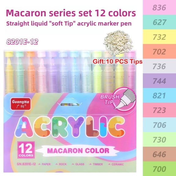 12 Colors Soft Tip Acrylic Markers Skin Tones Set Blendable Colors Non-Transparent for DIY Scrapbook Art