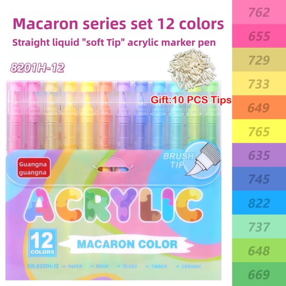 12 Colors Soft Tip Acrylic Markers Skin Tones Set Blendable Colors Non-Transparent for DIY Scrapbook Art