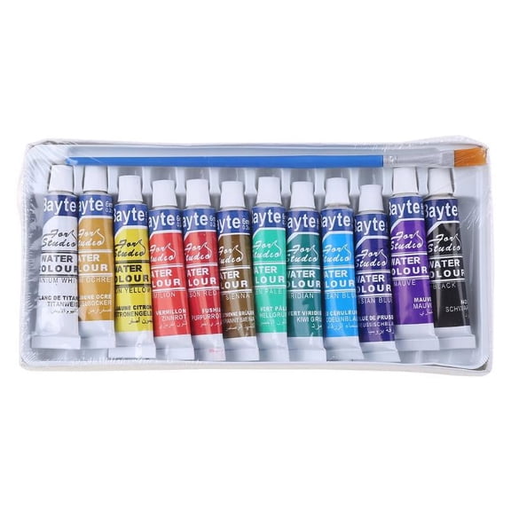 12 Colors Tubes 6ml Paint Tube Drawing Painting Watercolor Pigment Set With Brus