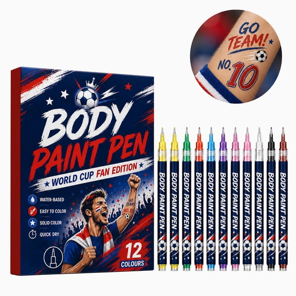 12 Colors Washable Body Art Markers, Non-Toxic Skin Friendly Drawing Pens, Smudge Proof Temporary Art Stain Pens for Halloween Football DIY Craft Party 1 Set