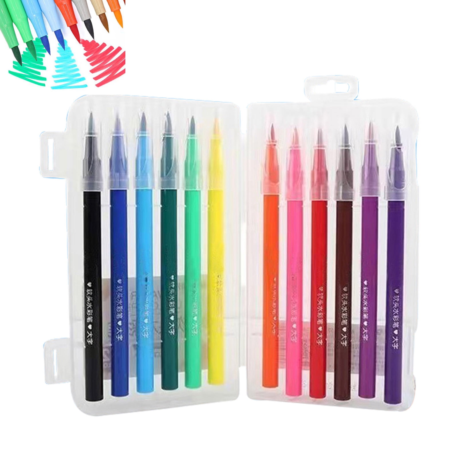 12 Colors Washable Paint Markers, Soft Brush Tip Pens, No Bleed Fade Resistant Low-Odor Non-Toxic Art Pens for Ages 3+ & Adults, Perfect for Canvas, Rock Painting, Stone, Fabric Painting, DIY Crafts