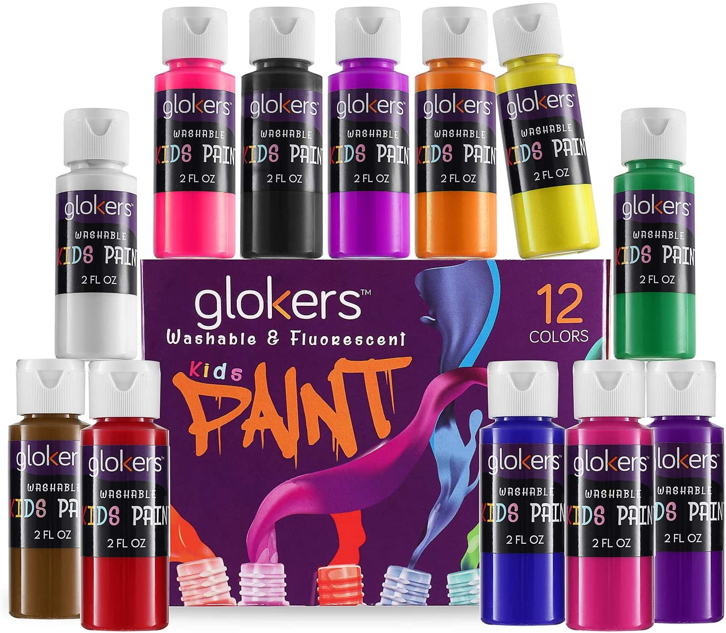 MOONKEE Washable Paint Kids Set - Non Toxic Full Kit of 8 Assorted