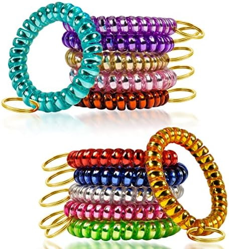 12 Colors Wrist Keychain Plastic Spring Flexible Spiral Wrist Coil ...