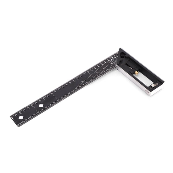 12" Combination Frame Square Ruler for Measuring Scribing Drawing 30-90 Degree Square with Marking Hole