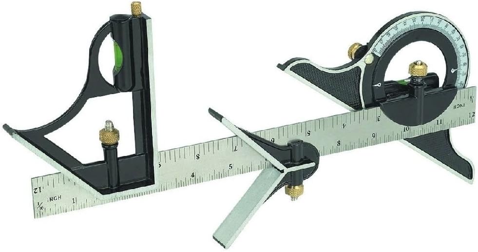 12" Combination Tri Square Set Angle Finder & Protractor Level SAE