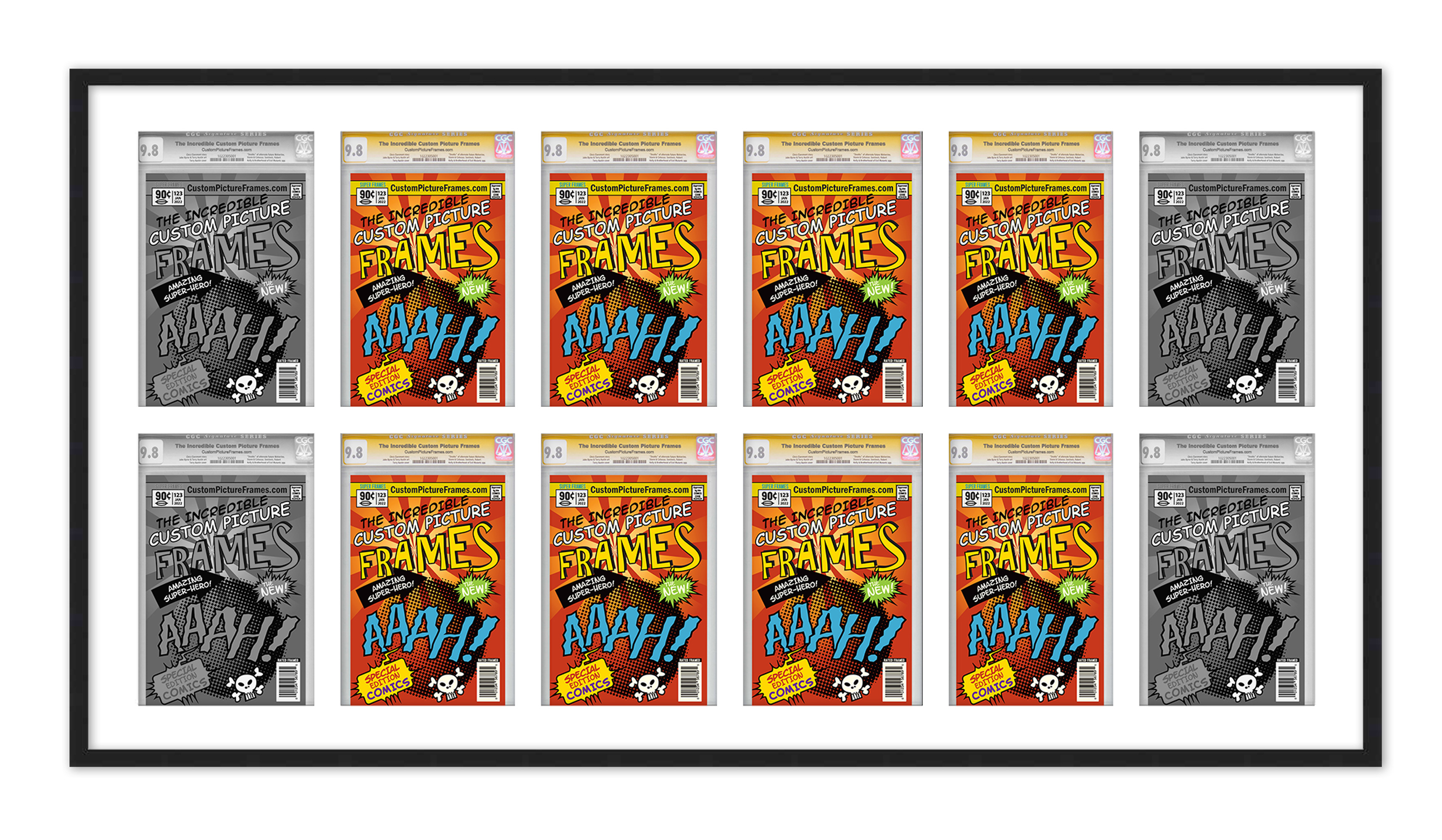 12 Comic Book Frame Black Collage Comic Book Frame with White Mat to