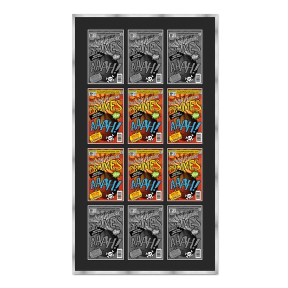 12 Comic Book Frame Silver Collage Comic Book Frame with Black Mat to Display 12 Current Era Comic