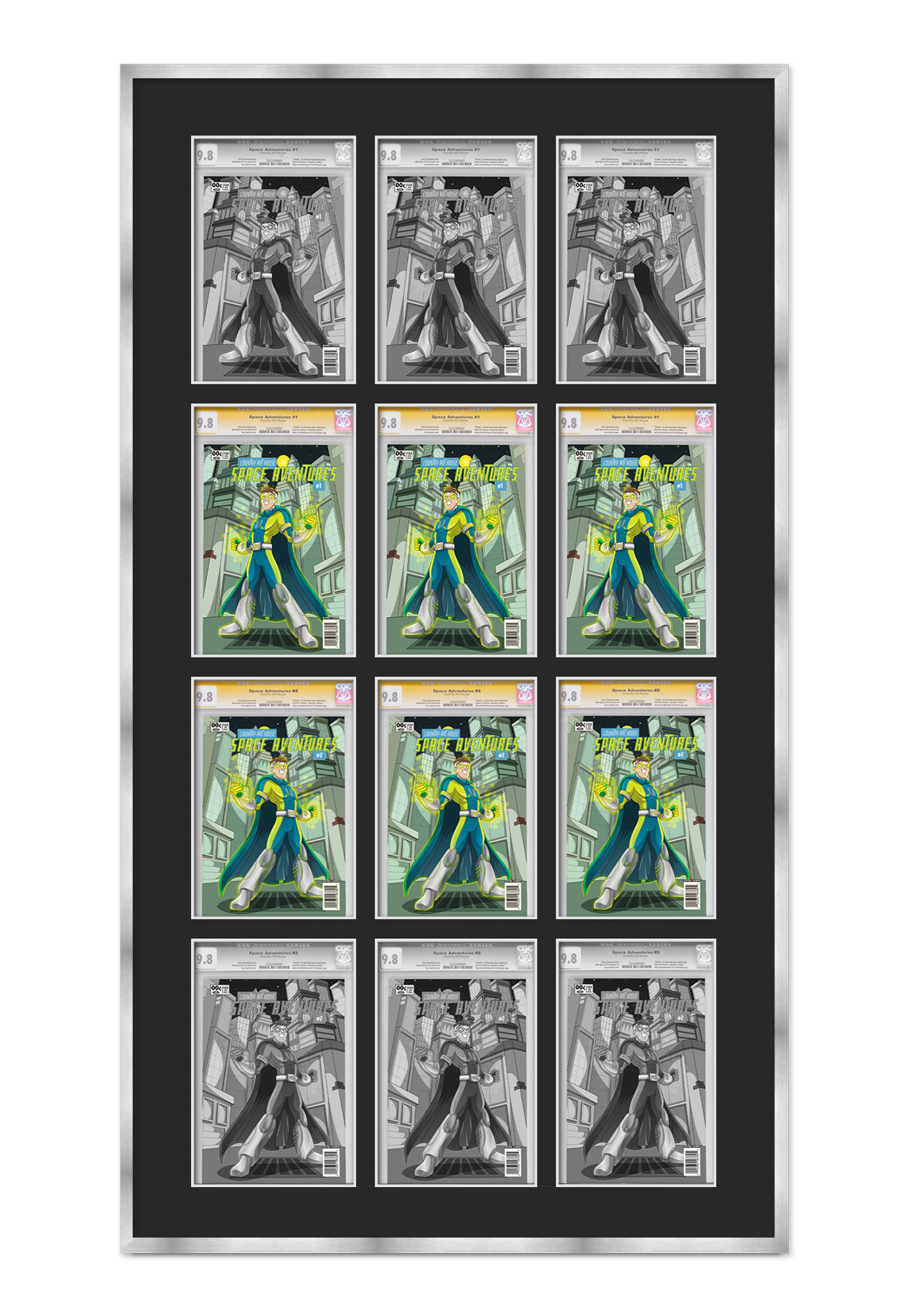 12 Comic Book Frame Silver Collage Comic Book Frame with Black Mat to ...