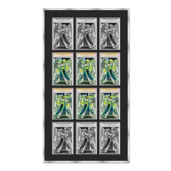 12 Comic Book Frame Silver Collage Comic Book Frame with Black Mat to Display 12 Graded Comic Books
