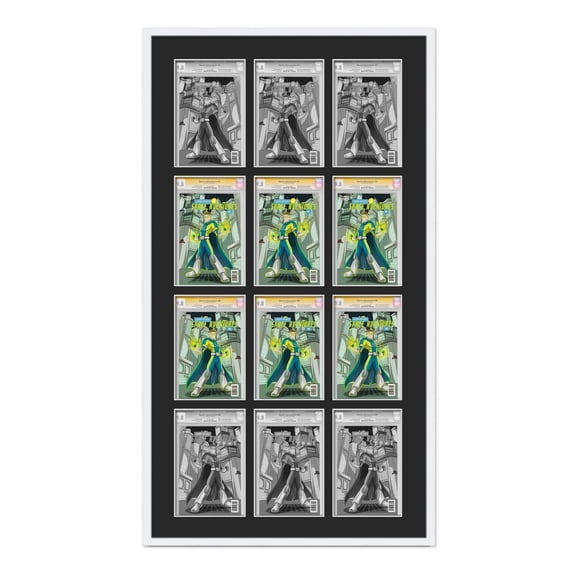 12 Comic Book Frame White Collage Comic Book Frame with Black Mat to Display 12 Graded Comic Books