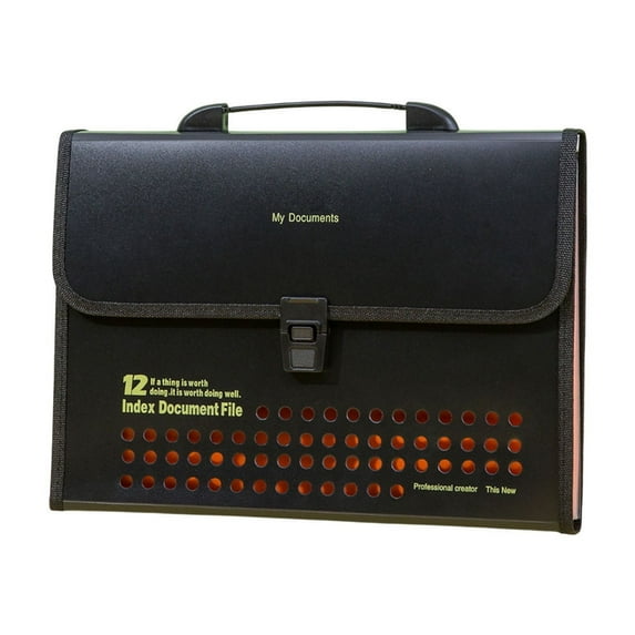 12 Compartment Accordion File Folder For Documents And Sheet Music With Retractable Handle And Label Stickers Durable Polypropylene Office Storage Bag