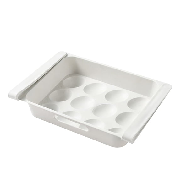 12 Compartment Pull-out Fridge Egg Tray with Drawer Style, Fruit and Veggie Organizer with Hanging Chiller for Under-shelf Storage, Space-saving Kitchen Container for Fridge