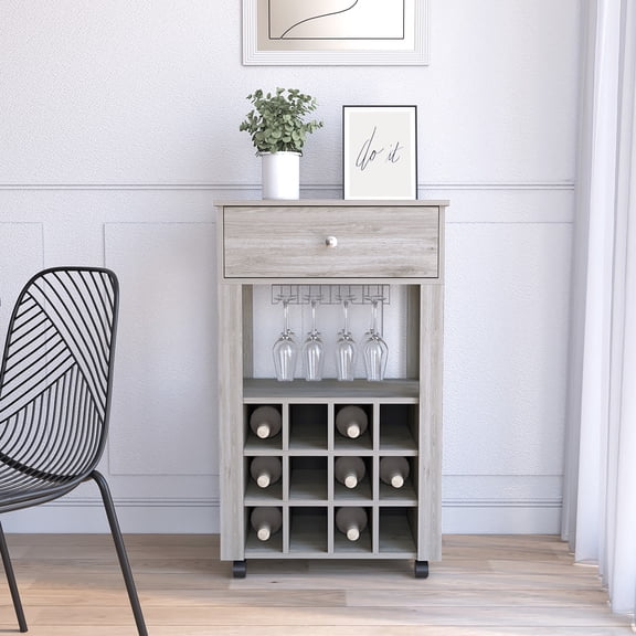 12 - Compartment Wine Storage with Glassware Space / Ideal for Contemporary Settings and Wine Cellars