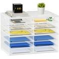 thumbnail image 1 of 12 Compartments Paper Organizer for Desk, Mesh Literature Organizer, Mail File Sorter Tray with Handle, Desktop Mailbox for Office Classroom Home - White, 1 of 10