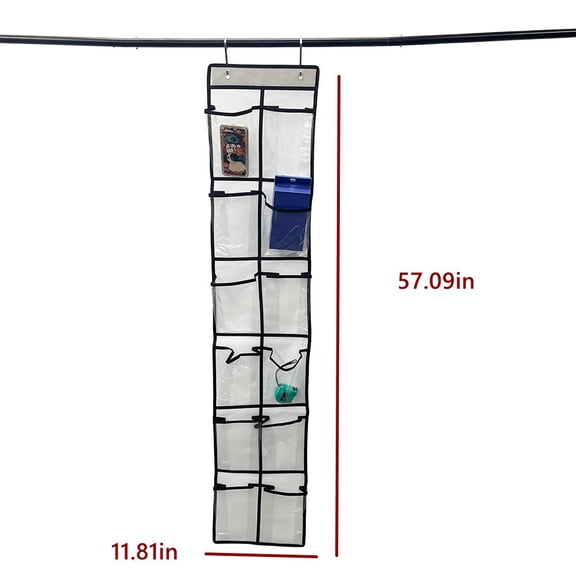 12 Compartments Rear Doorway Storage Bag White Storing Small Sundries Behind Door