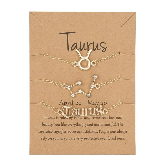 12 Constellation 3Pcs Bracelet Set With Exquisite Astrology Horoscope Card Affordable Birthday Gift for Women Girls Valentine’s Day Stackable Zodiac Jewelry Adjustable Friendship Bracelet