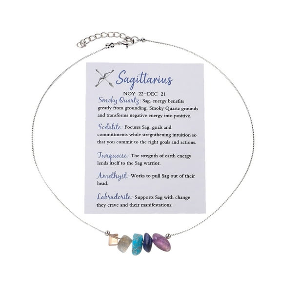 12 Constellation Beaded Necklaces for Women Men Fashion Natural Stone Zodiac Sign Choker with Card Jewelry Birthday Gift