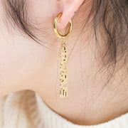 LORDGOLD 12 Constellation Dangle Earrings 14K Yellow Gold Zodiac Letter Leo Drop Earring Jewelry Birthday Gift