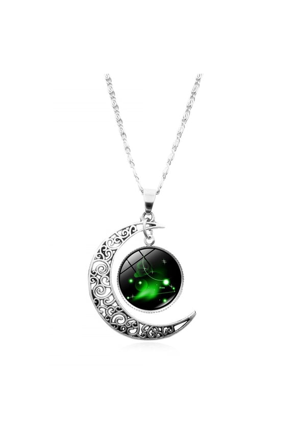 12 Constellation Half Moon Zodiac Sign Astrology Horoscope Pendant Necklace