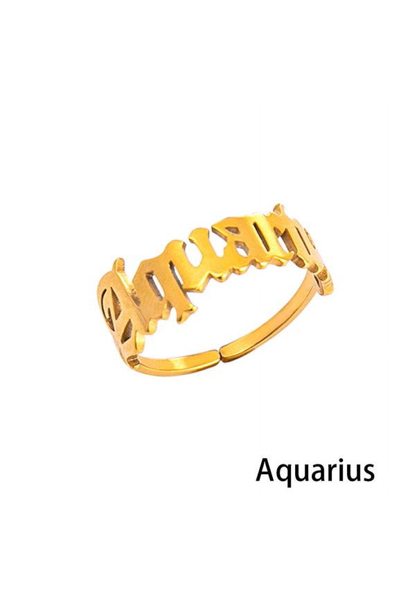 12 Constellation Horoscope Letter Stainless Steel Rings For Women