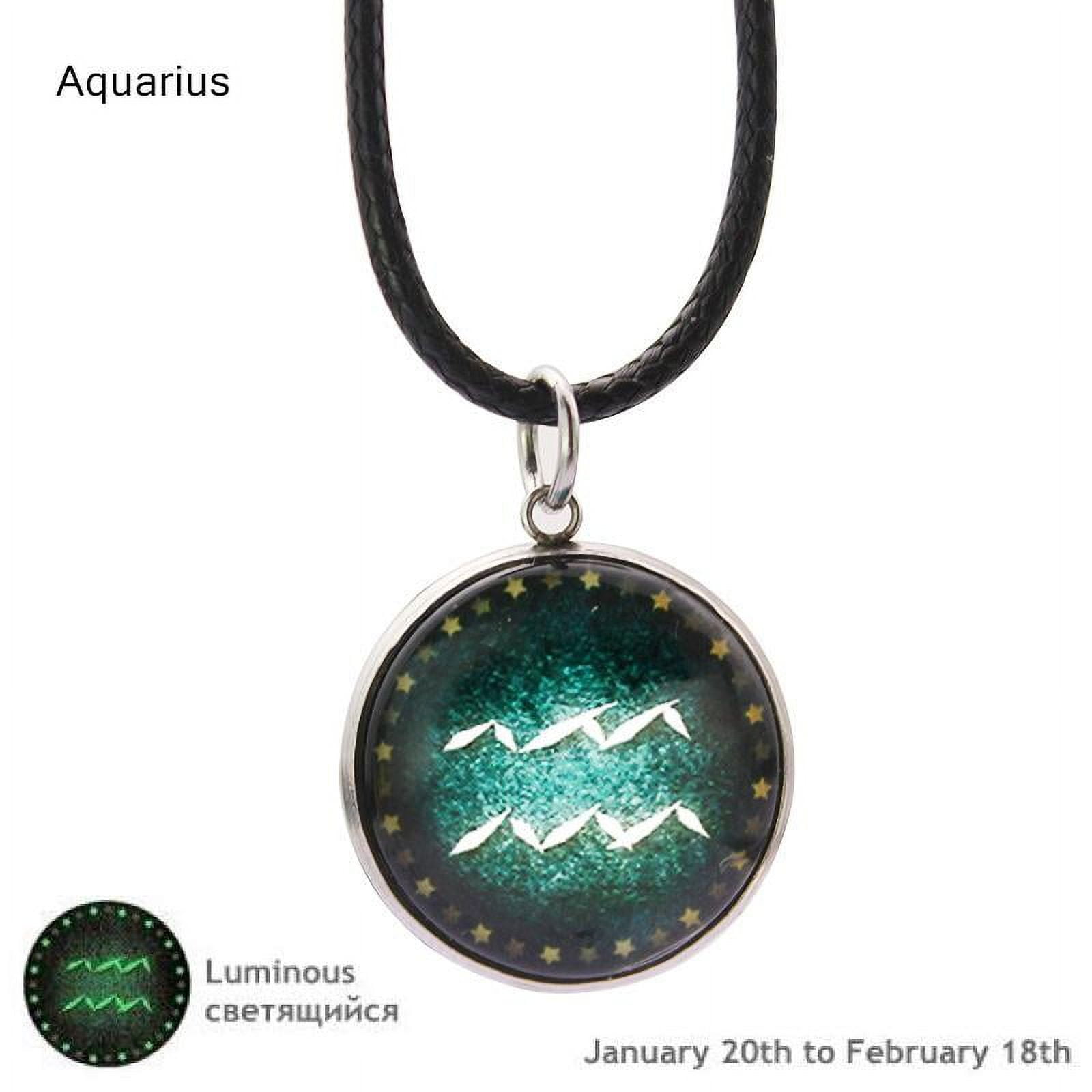 Stainless Steel Aquarius Zodiac Sign (Water Bearer) Round Medallion Pendant  Necklace - Walmart.com