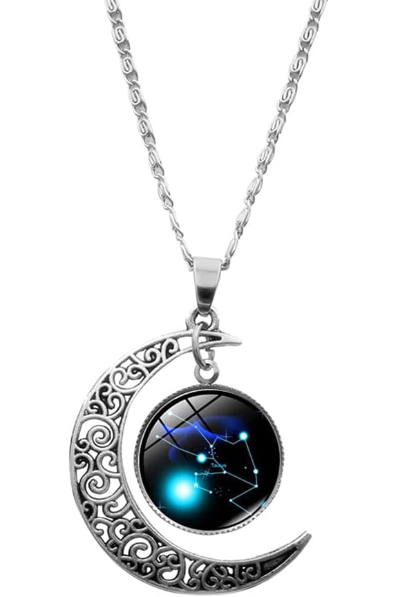 12 Constellation Moon Necklace Gifts Zodiac Sign Necklaces Galaxy Crescent Moon Necklace Birthstone Necklace Astrology Gifts Horoscope Necklaces for Women Gifts