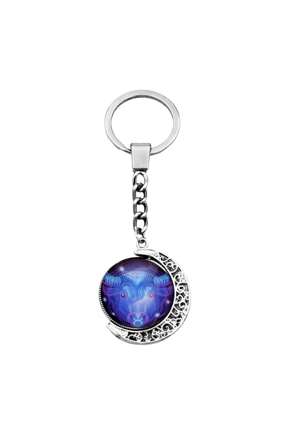 12 Constellation Rotating Hemisphere Time Gemstone Keychain Fashion Zodiac Pendant Keyring Car Keychain Bag Accessory Birthday Valentine's Day Party Favor Gift for Her Him Adults Teens