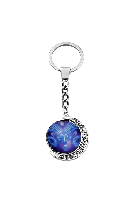 12 Constellation Rotating Hemisphere Time Gemstone Keychain Fashion Zodiac Pendant Keyring Car Keychain Bag Accessory Birthday Valentine's Day Party Favor Gift for Her Him Adults Teens