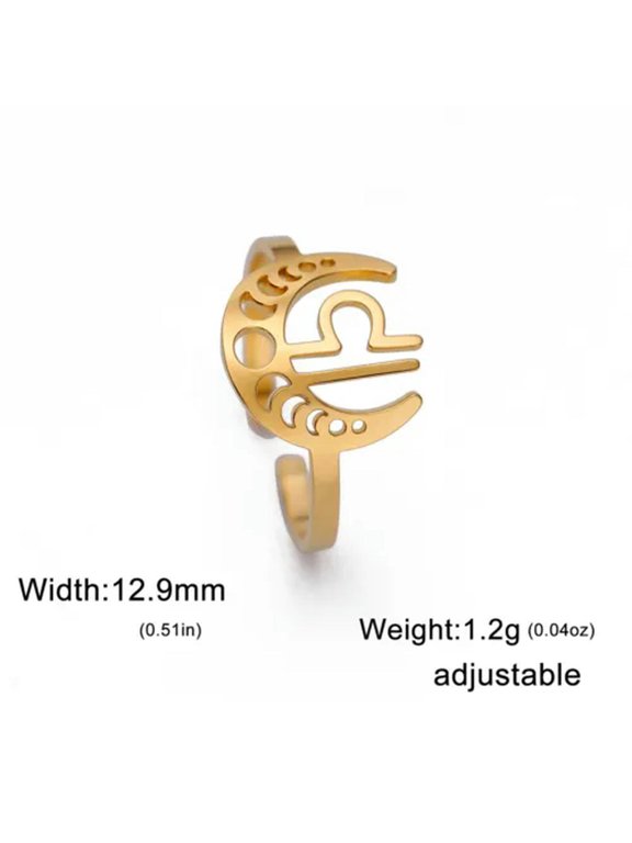 12 Constellation Stainless Steel Open Ring Zodiac Sign Finger Rings Jewelry Gift