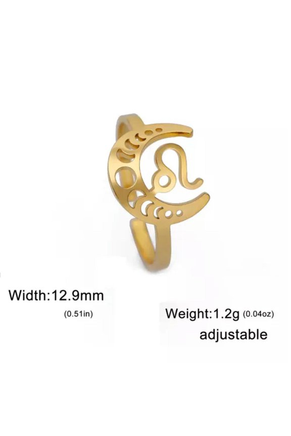 12 Constellation Stainless Steel Open Ring Zodiac Sign Finger Rings Jewelry Gift
