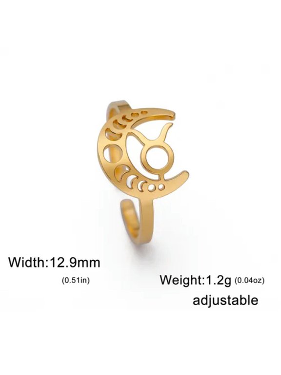 12 Constellation Stainless Steel Open Ring Zodiac Sign Finger Rings Jewelry Gift