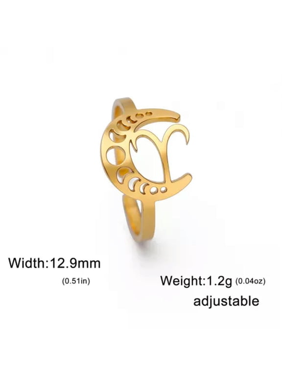 12 Constellation Stainless Steel Open Ring Zodiac Sign Finger Rings Jewelry Gift