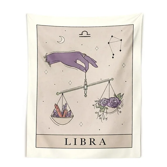 12 Constellation Tapestry Stars Sun Tarot Wall Hanging Hippie Celestial Boho Trippy Divination Beach Mat Home Decor (5,100X150CM)