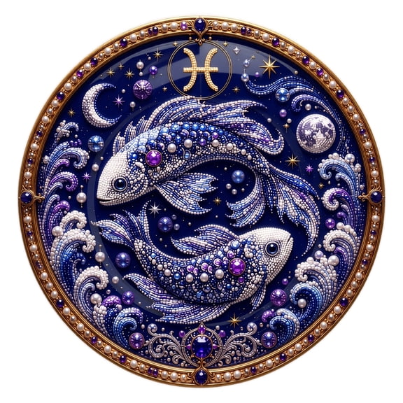12 Constellation Themed Celestial Decorative Round Plate, Handmade Pearl Inlaid Star Sign Craft Ornament for Desktop Wall Home Aesthetic Decoration