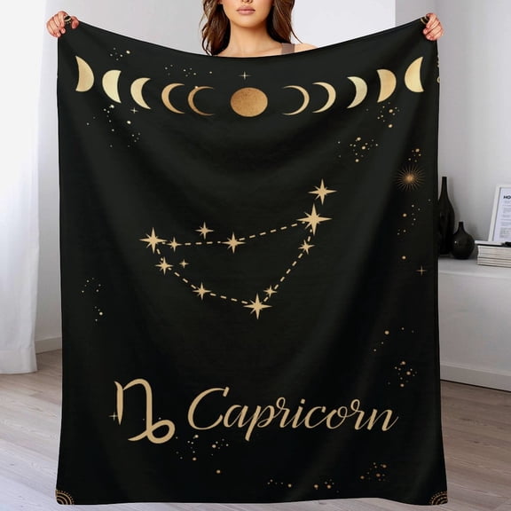 12 Constellation Zodiac Flannel Throw Blanket, Soft Cozy Astrology Pattern Plush Blanket, Lightweight Warm Horoscope Sign Bed Blanket for Sofa Couch Bedroom, Birthday Gift for Astrology Lovers
