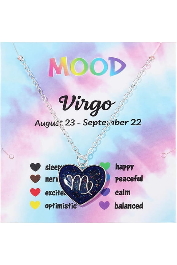 12 Constellation Zodiac Necklace Mood Necklace Temperature Sensing Color Changing Pendant Necklace with Card for Birthday Gift[n1756]