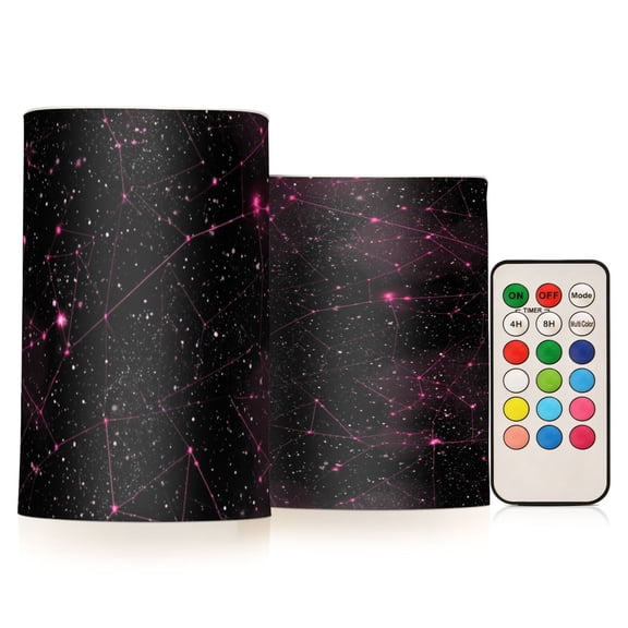 12 Constellations Flickering Flameless Candles Battery Operated with Remote Timer LED Pillar Candles Set of 2