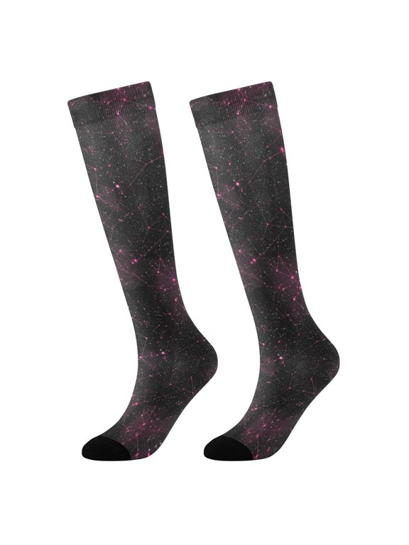 12 Constellations Novelty Patterned Knee High Socks Breathable Stretchy Soft Tall Boot Socks
