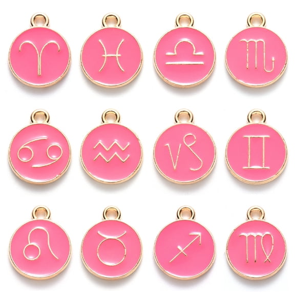 12 Constellations Round Shape Charm Pendants for DIY Jewelry